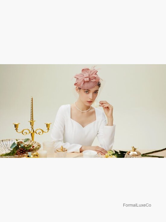Vintage Fascinator Hat Veil Feather Hair Clip Tea Party Derby Pillbox main image 5